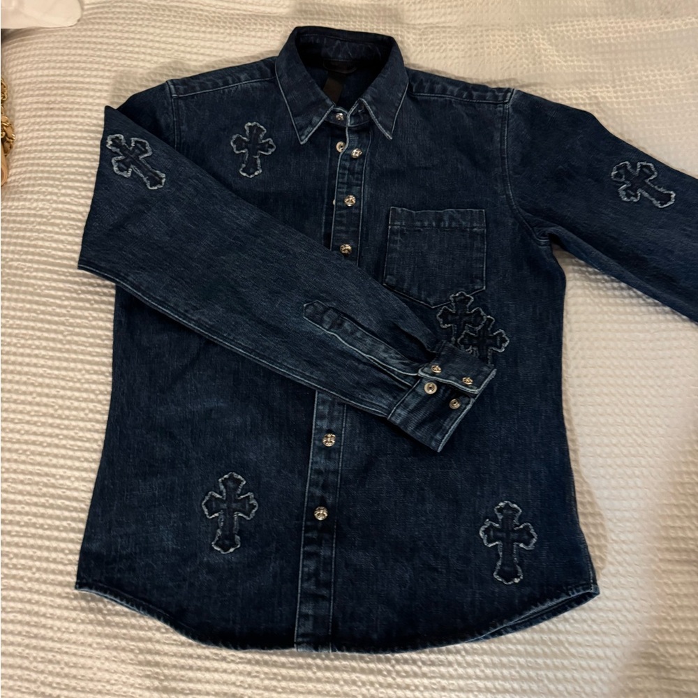 Chrome Hearts Denim shirt with cross embroidery Size M Medium NEW CH